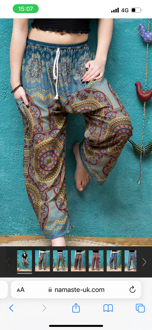 Mandala print festival hippy trousers Freesize
