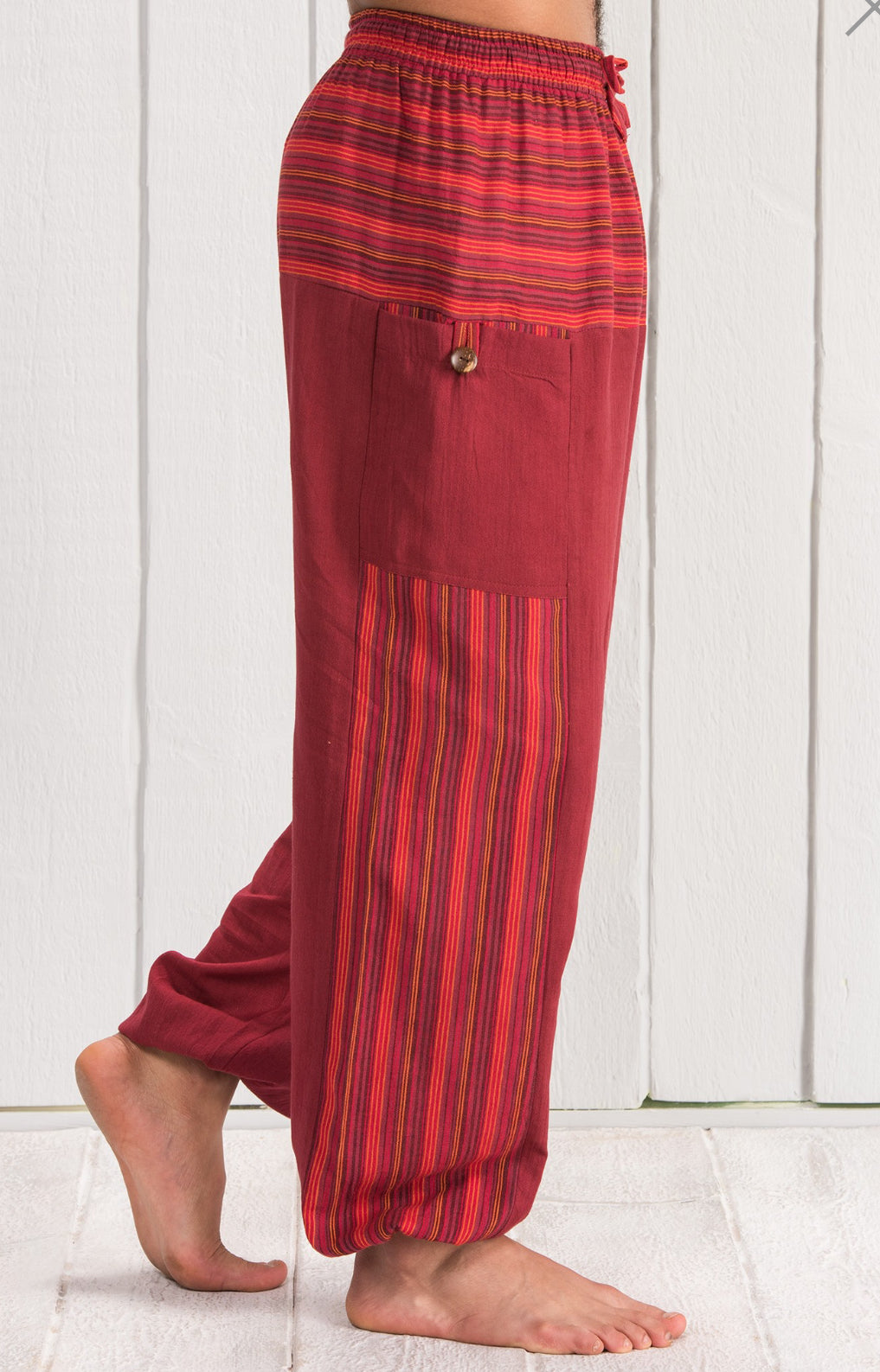 Cotton with stripe panel festival hippy trousers