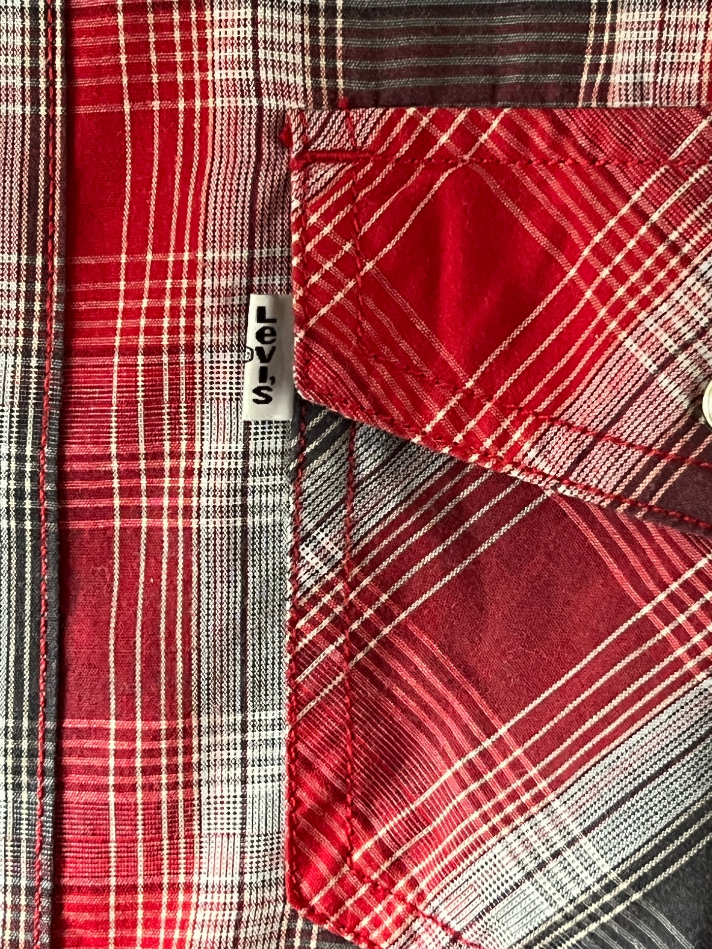 Vintage Levi’s Western long sleeve red grey plaid shirt