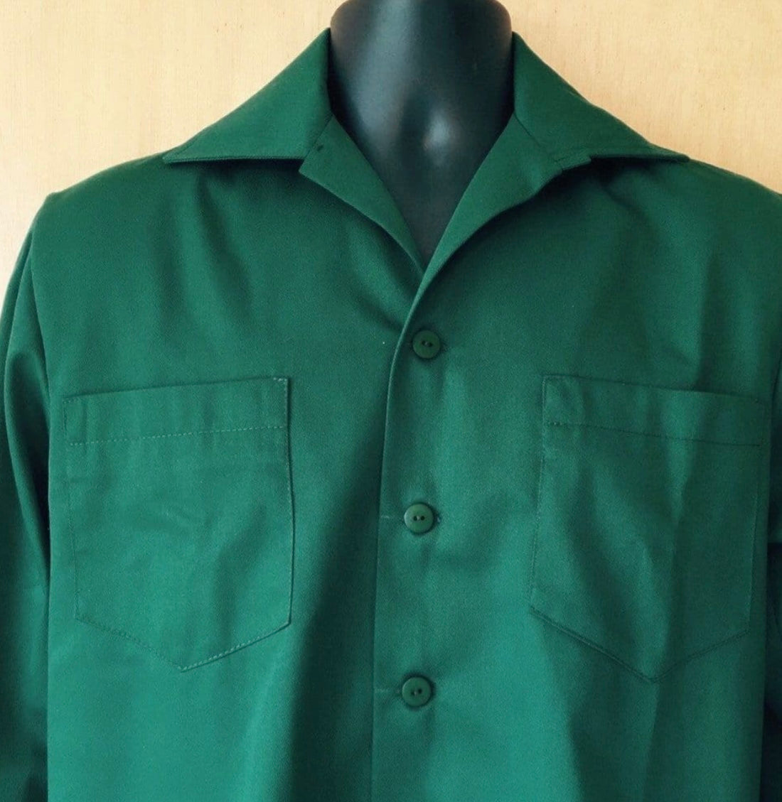 Vintage 1950s forest green gabardine shirt