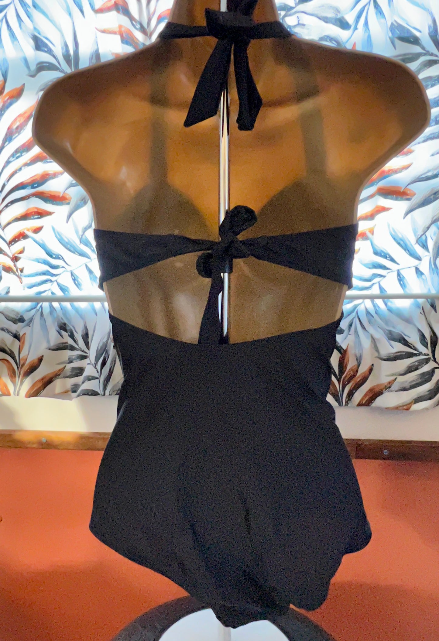 Retro 1950s ruched pinup black swimsuit
