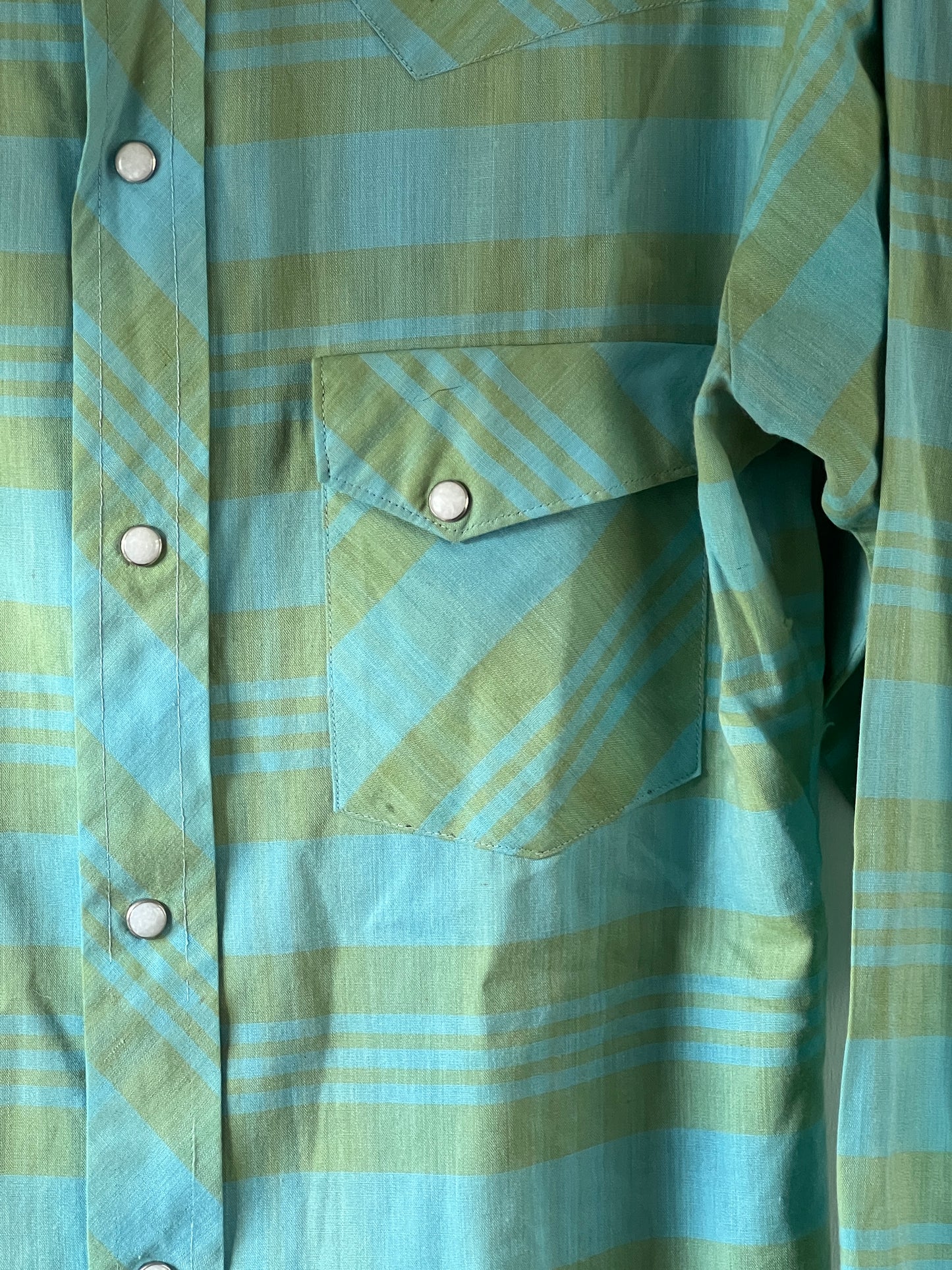 Vintage Western green shadow check plaid long sleeve shirt sz M