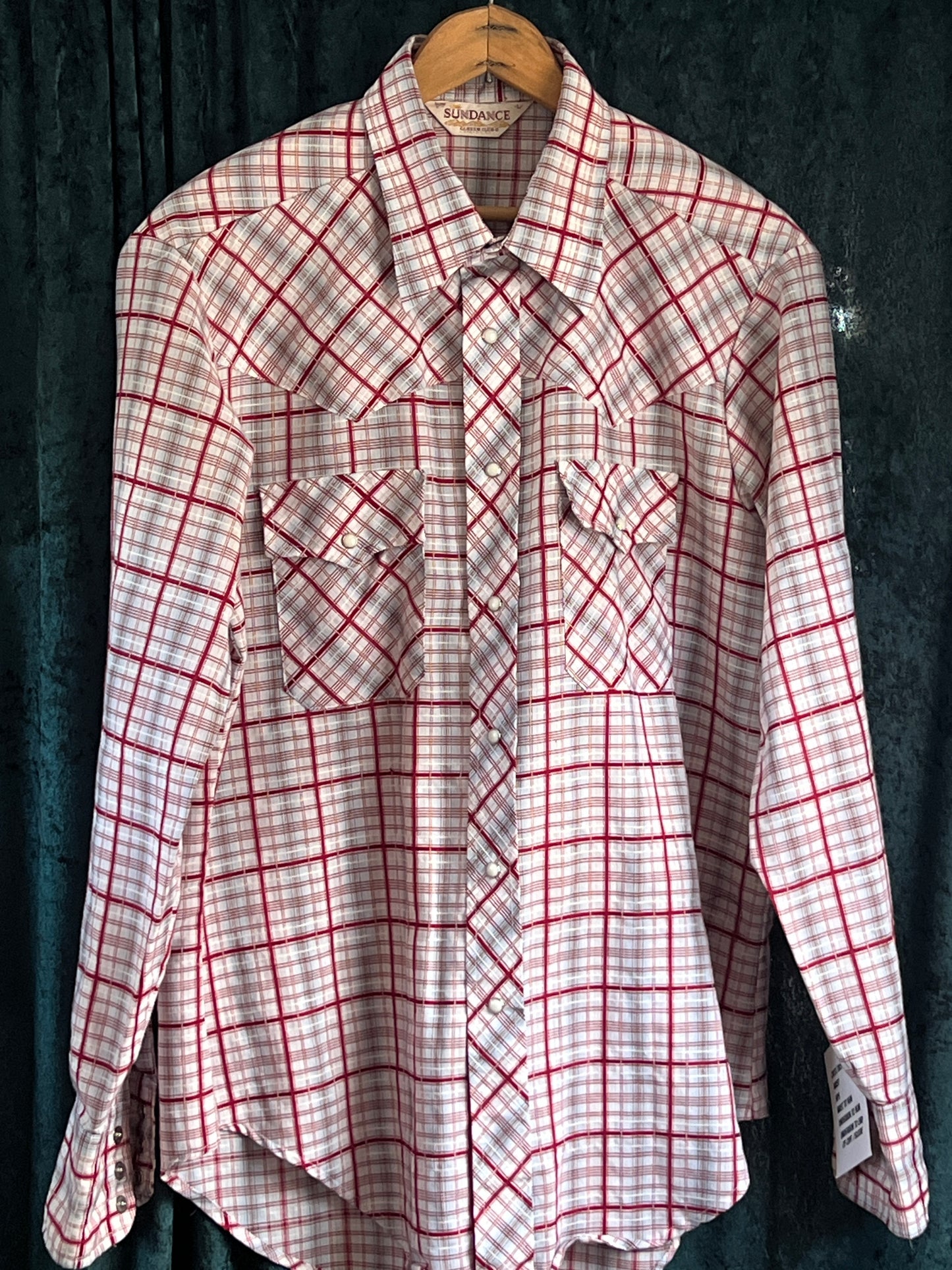 Vintage Western long sleeve man’s shirt red check sz L