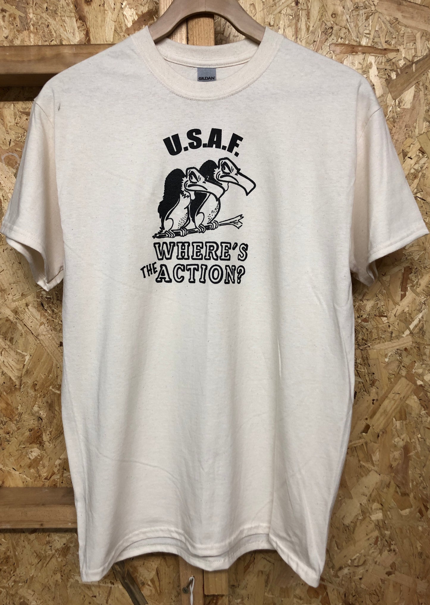 Vintage USAF Where’s The Action vulture T Shirt Rockabilly