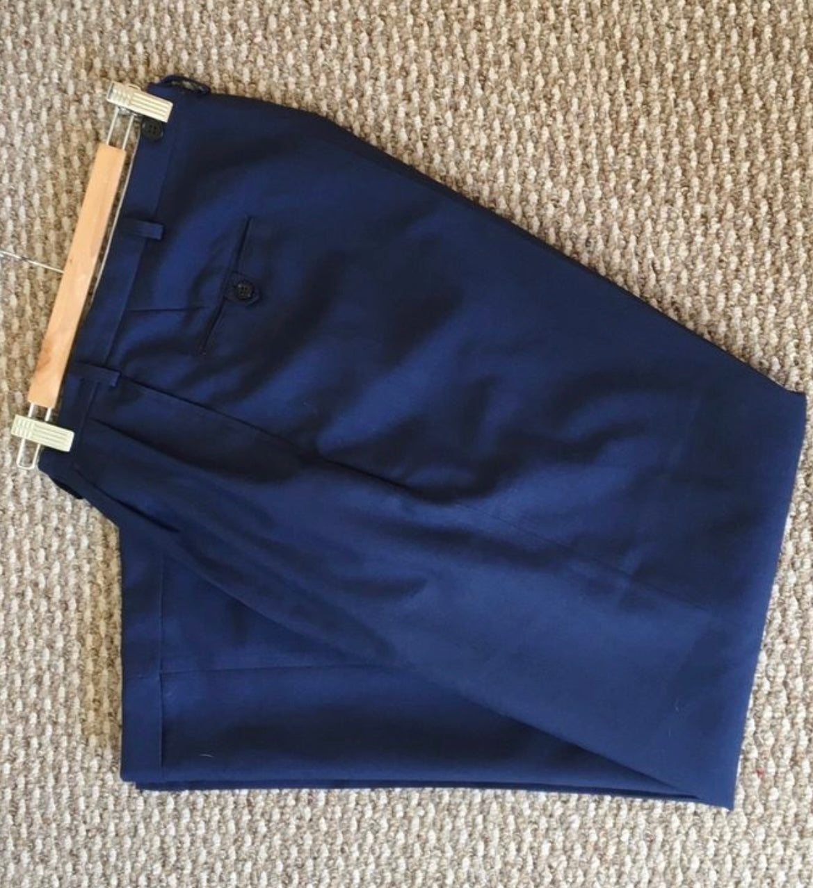1950s vintage reproduction Hollywood Hollywood pleat front peg pants in blue