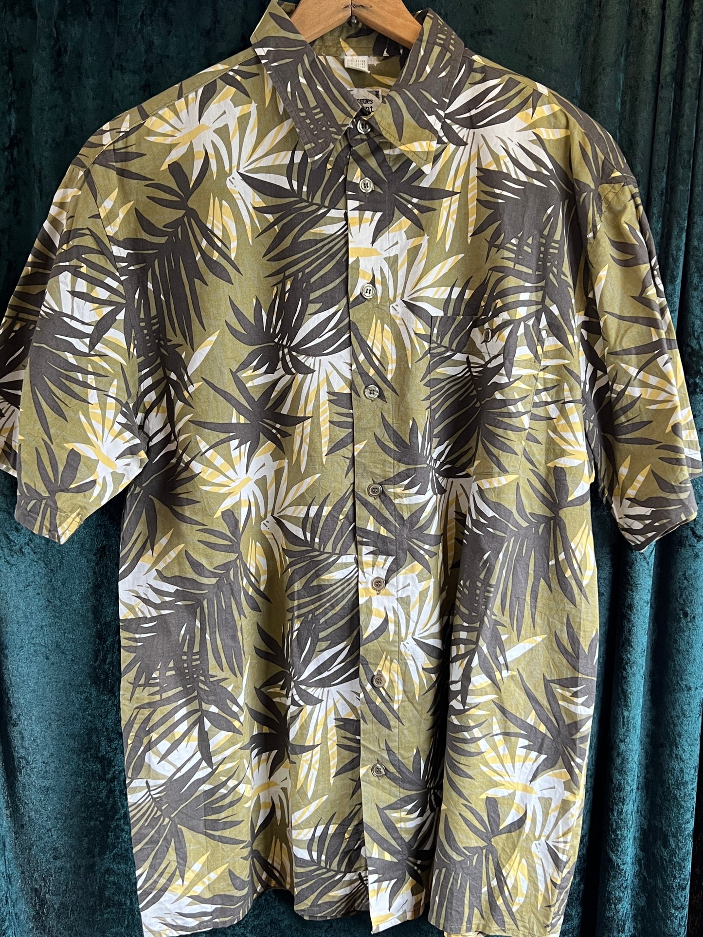 Retro Vintage 1950s style green Hawaiian Shirt L/XL rockabilly tiki festival
