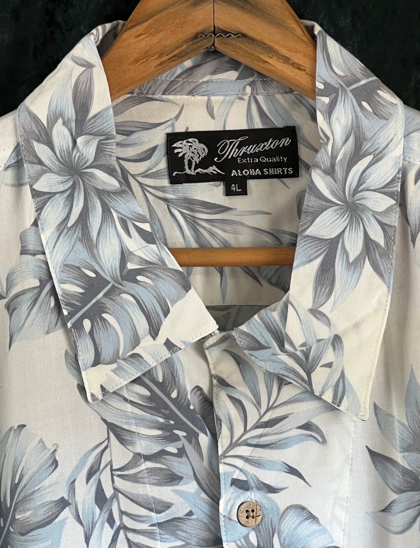 Men’s 2XL Vintage blue Hawaiian Tropical Style Short Sleeve Shirt festival tiki Rockabilly