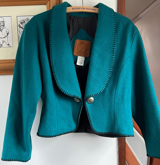 Vintage 1980s womans teal blue South Western Mariachi style jacket