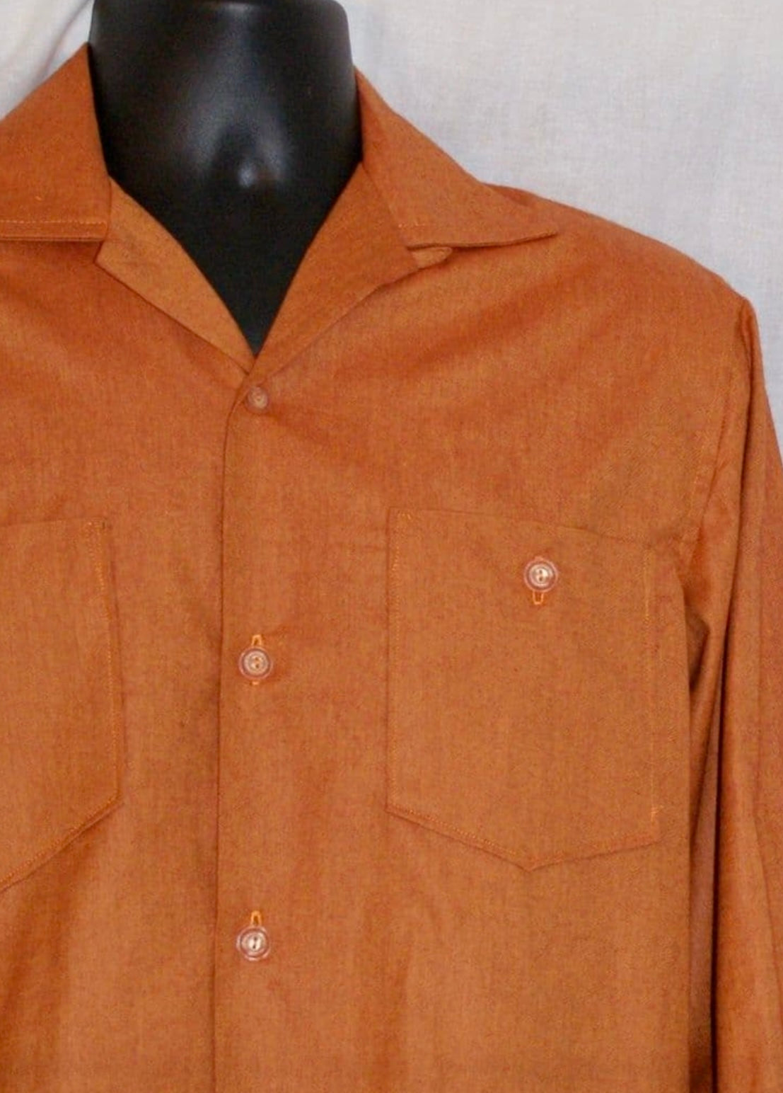 Vintage 1950s mens shirt shot orange S