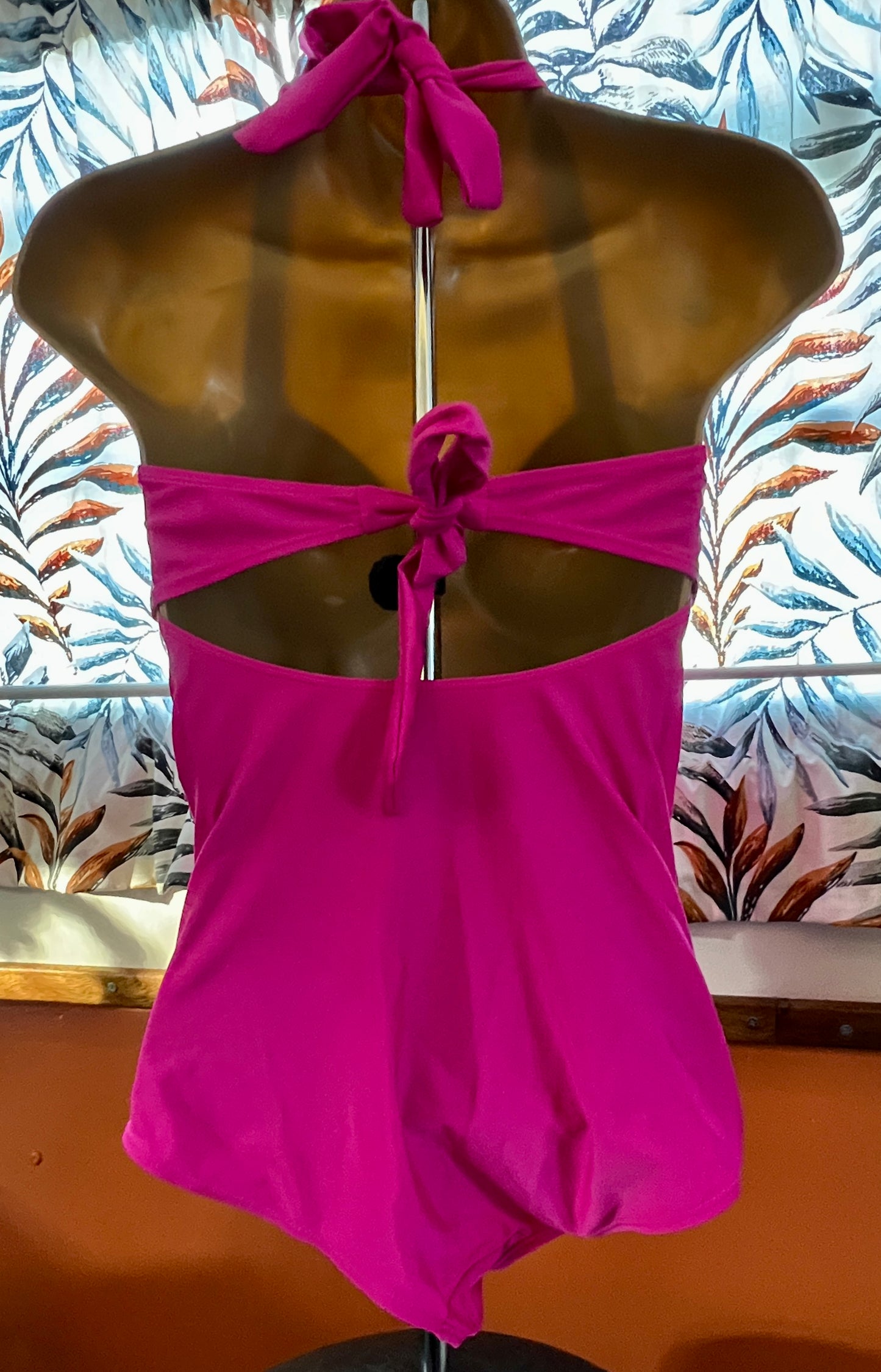 Retro 1950s ruched pinup Barbie pink swimsuit