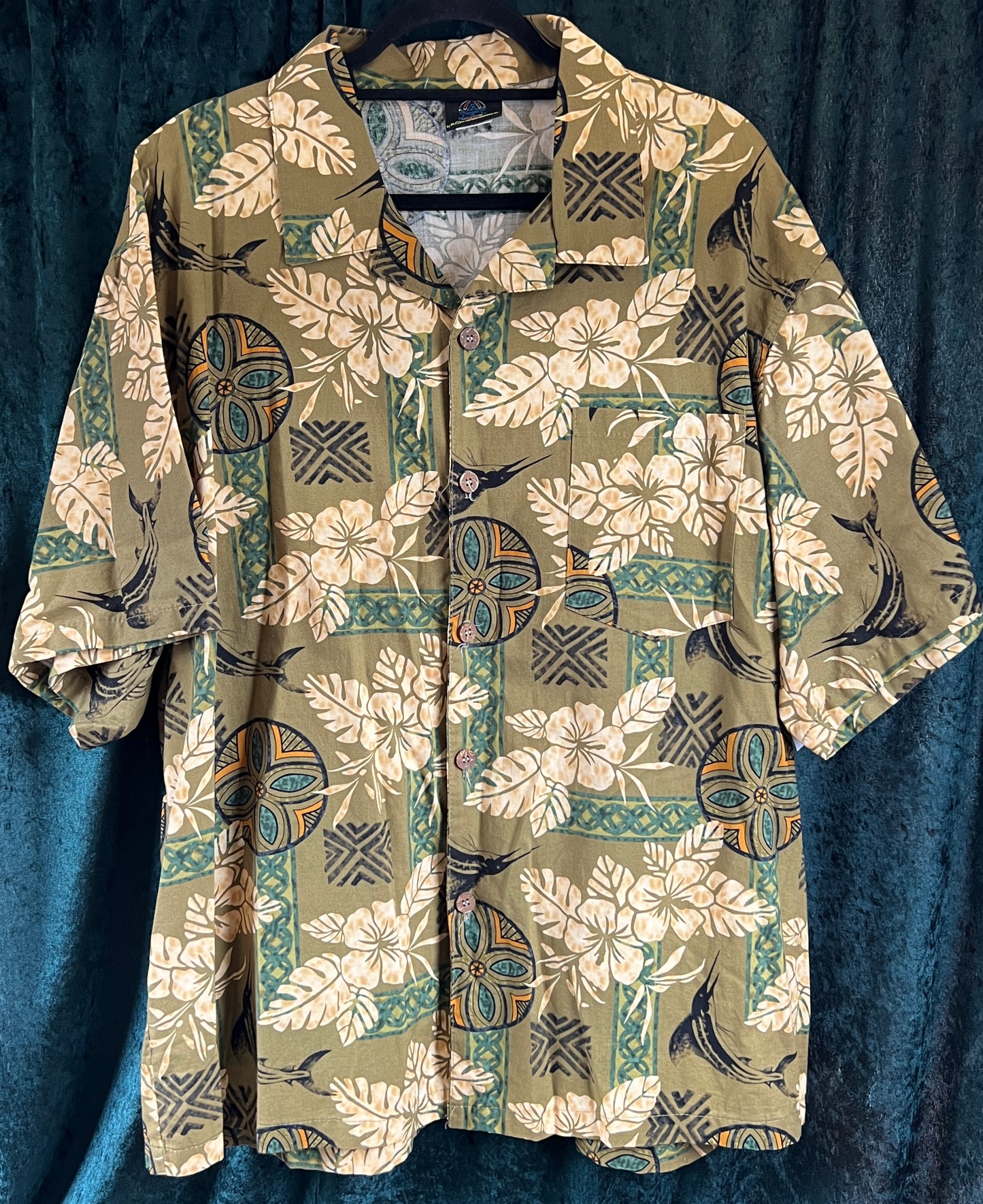 Vintage 1950s 1960s style Hawaiian shirt 2XL XL Festival Tiki Rockabilly