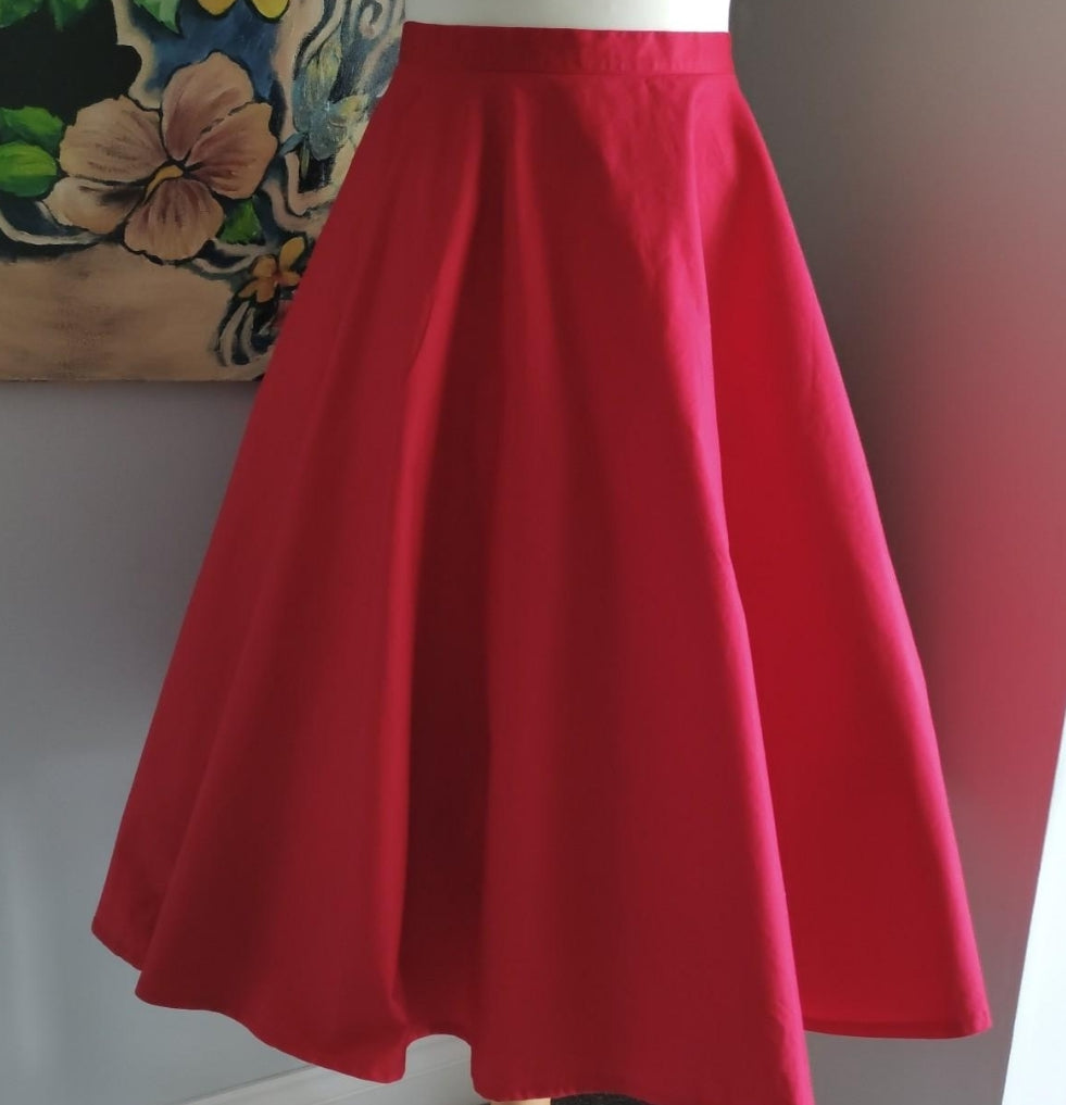 Vintage 1950s red full circle swing skirt