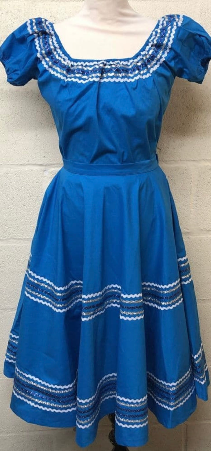 Blue Vintage style Patio skirt and top set M to 4XL