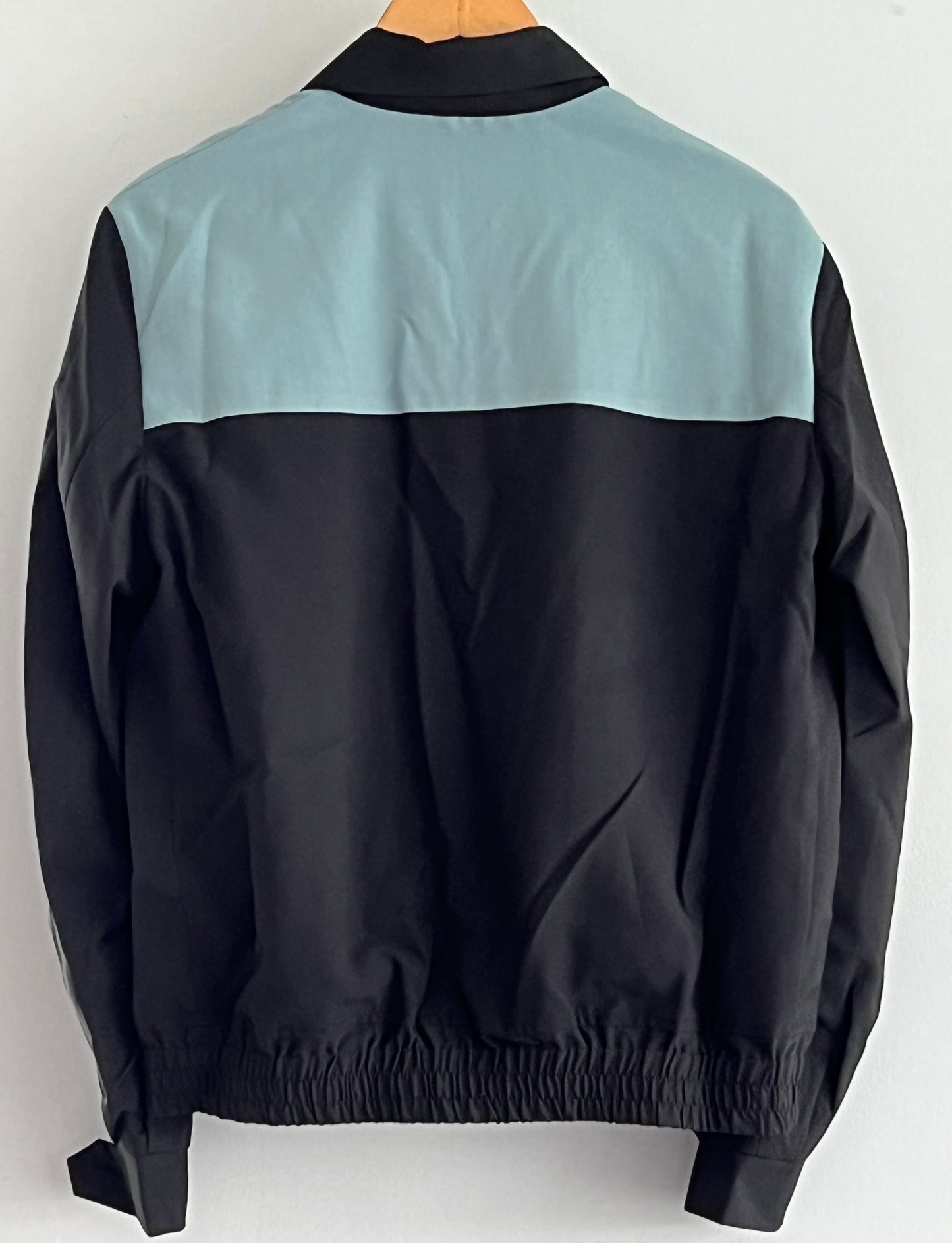 Mens 1950s vintage style gab jacket in black with powder blue contrast front and back M to 2XL