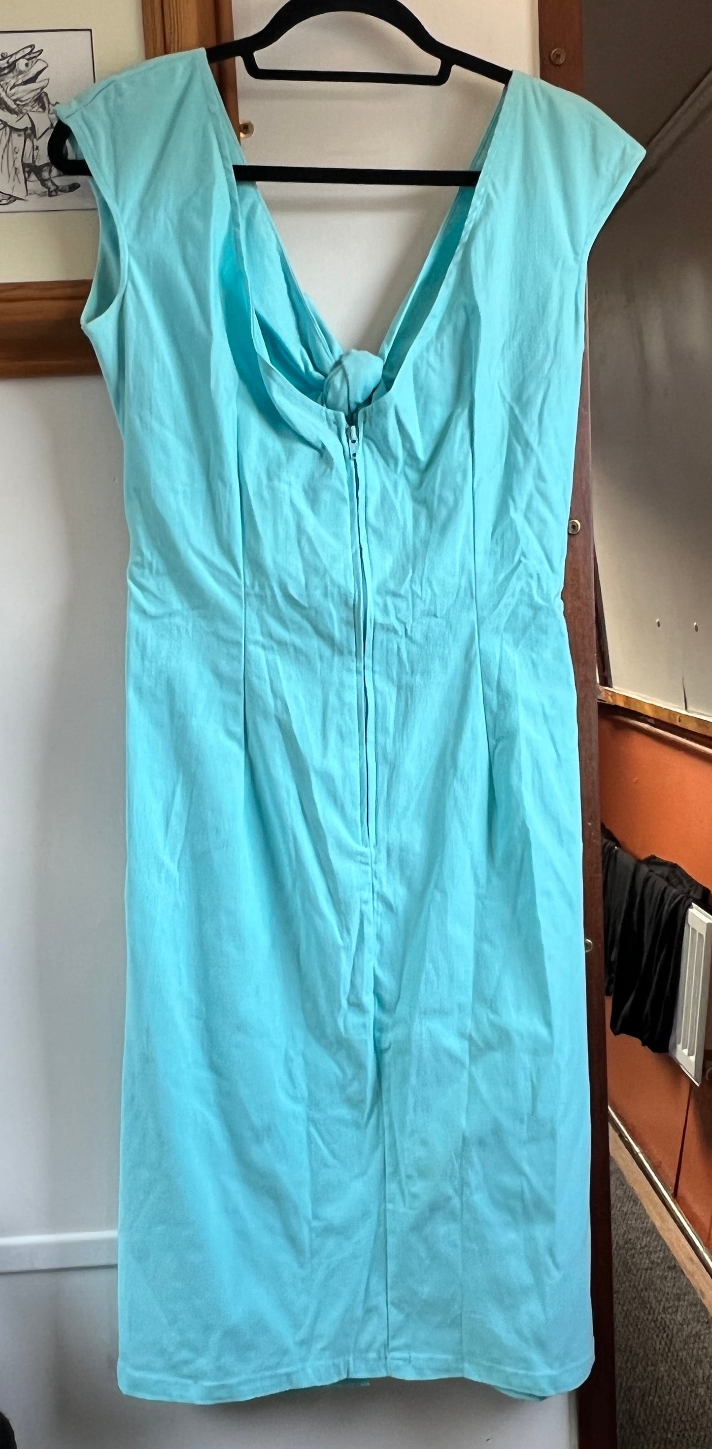 Pre Loved Pinup Couture Dixiefried Niagara light blue wiggle dress XL