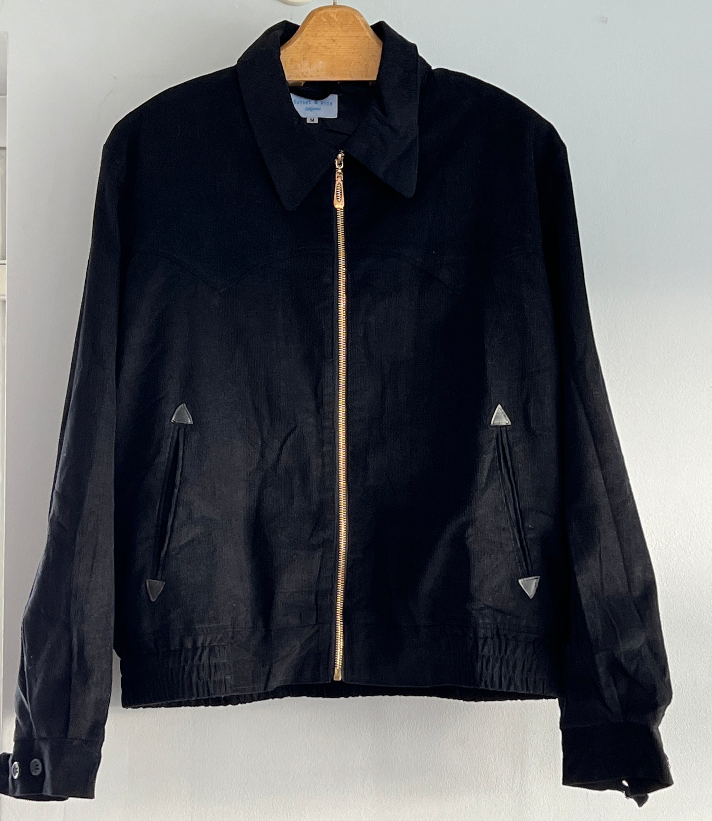 Mens 1950s vintage style Western cut gab jacket in black corduroy M to 2XL