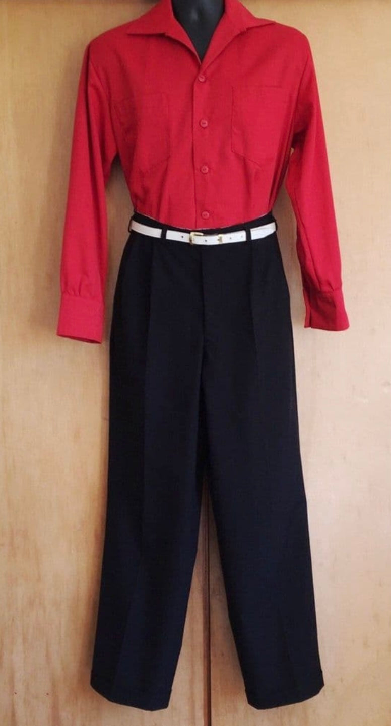 Men's pants - black 1950s vintage reproduction Hollywood pleat front peg pants