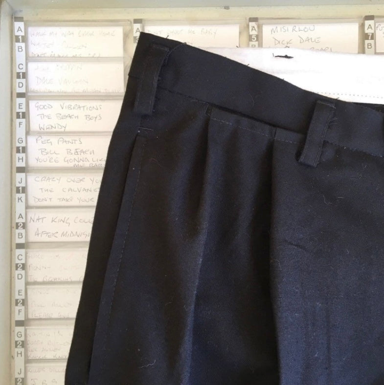 Men's pants - black 1950s vintage reproduction Hollywood pleat front peg pants